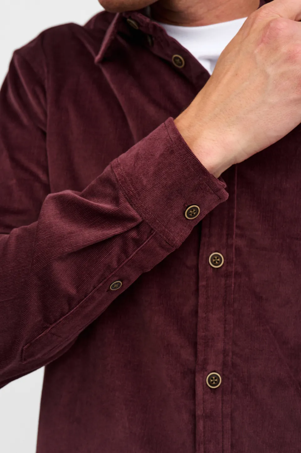 Anerkjendt regular fit corduroy overhemd - donkerrood, foto 5