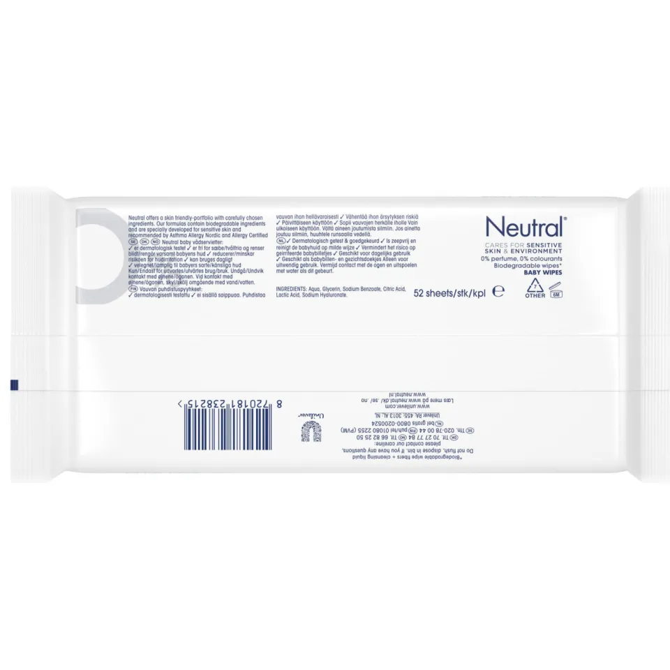 Neutral billendoekjes 16x52 parfumvrij, foto 7