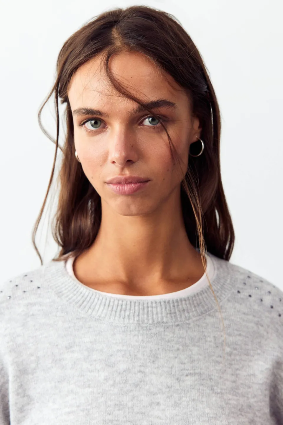 Mango TEEN gebreide trui met strass-steentjes - grijs
