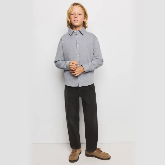 Mango Kids geruit overhemd - grijs Grijs/donkerblauw