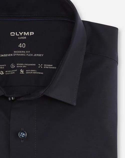 Olymp jersey overhemd 24/7 - Luxor modern fit donkerblauw marine, foto 4