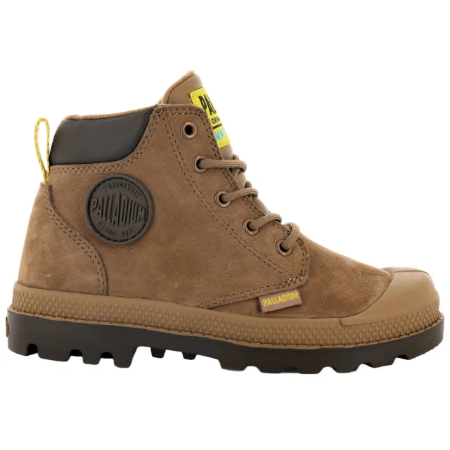 Palladium Schoolkind leren veterschoenen met profielzool - cognac
