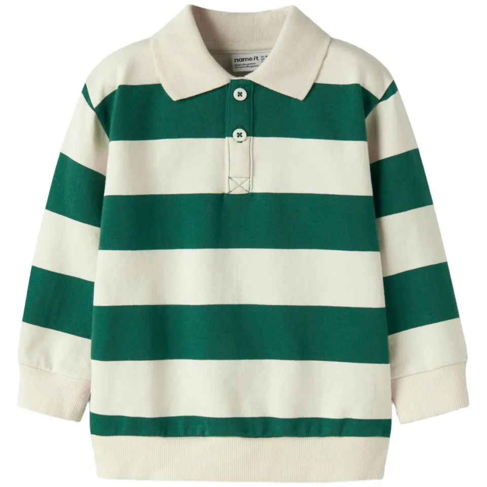 NAME IT MINI rechtvallende gestreepte sweater - groen, foto 2