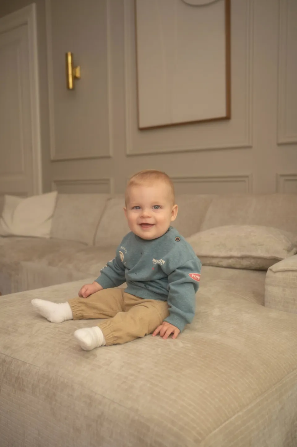 Dirkje rechtvallende sweater met backprint - blauw