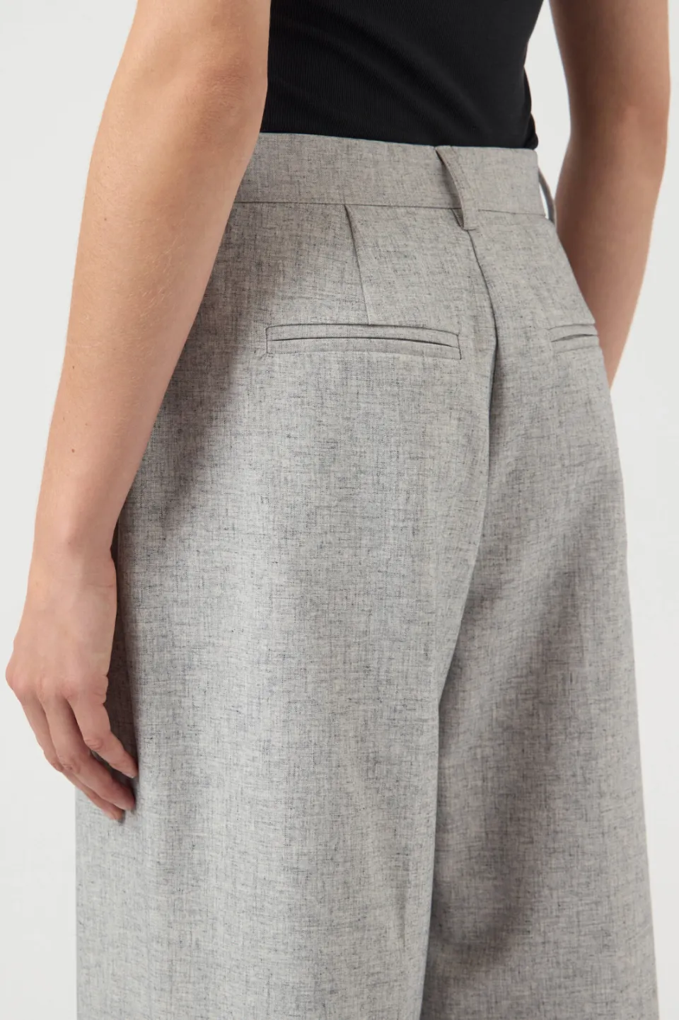Yas wide leg regular waist casual broek lichtgrijs, foto 4