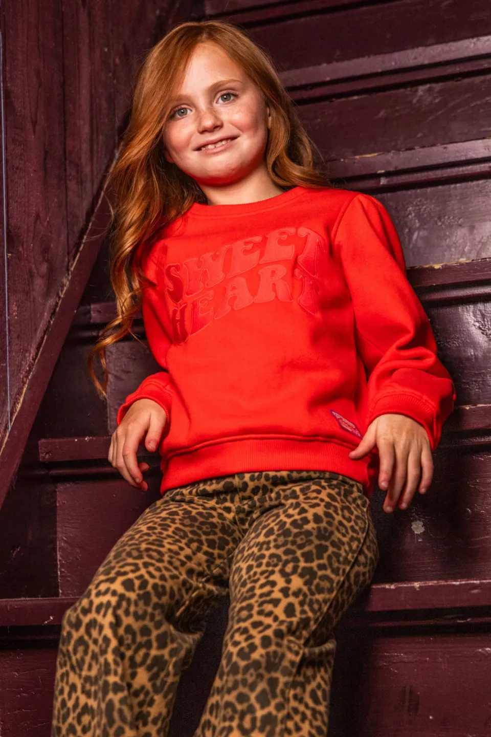 LOOXS little rechtvallende sweater met tekst - rood, foto 4