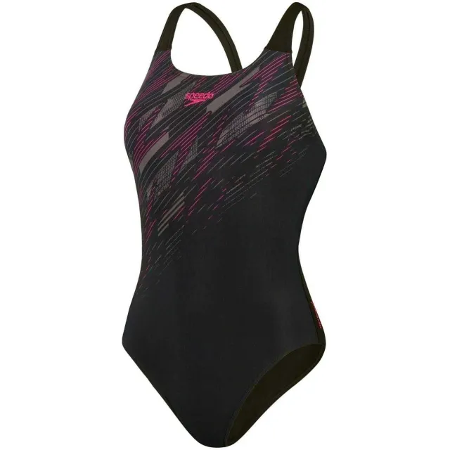 Speedo Dames/Dames Hyperboom Placement Muscleback Eendelig Zwempak (Zwart/Roze/Koolkleurig), foto 2