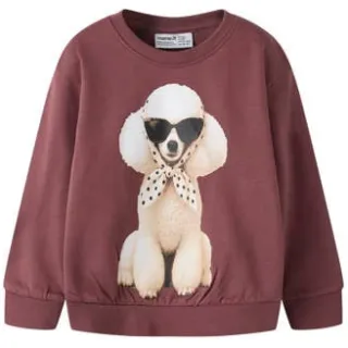 NAME IT MINI rechtvallende sweater met print - donkerrood Printopdruk