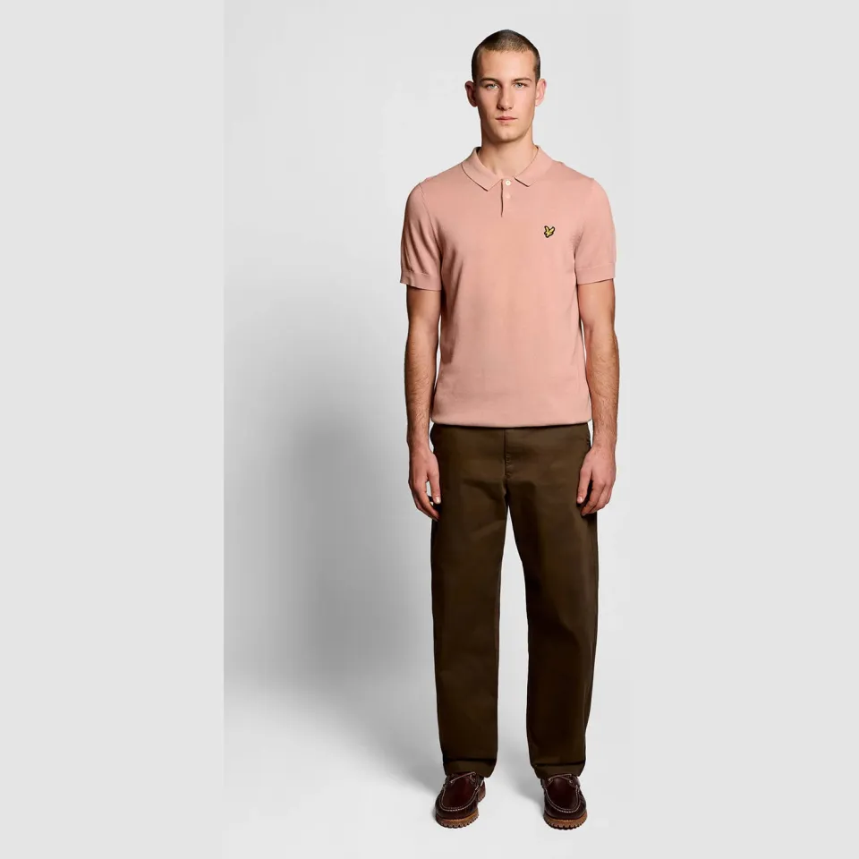Lyle & Scott regular polo fijn gebreid roze, foto 3