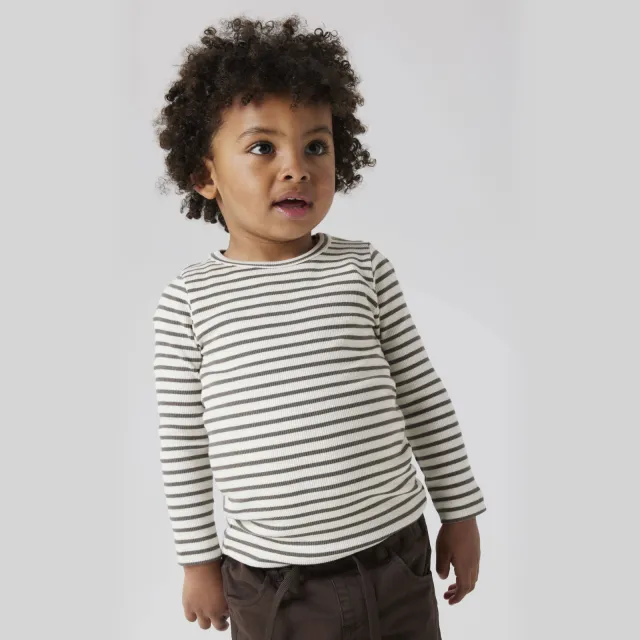 NAME IT MINI longsleeve olijfgroen ecru Olijfgroen/ecru