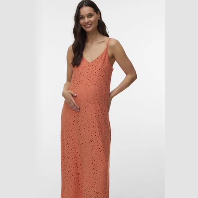 Vero Moda Maternity zwangerschaps maxi jurk ajour oranje, foto 2