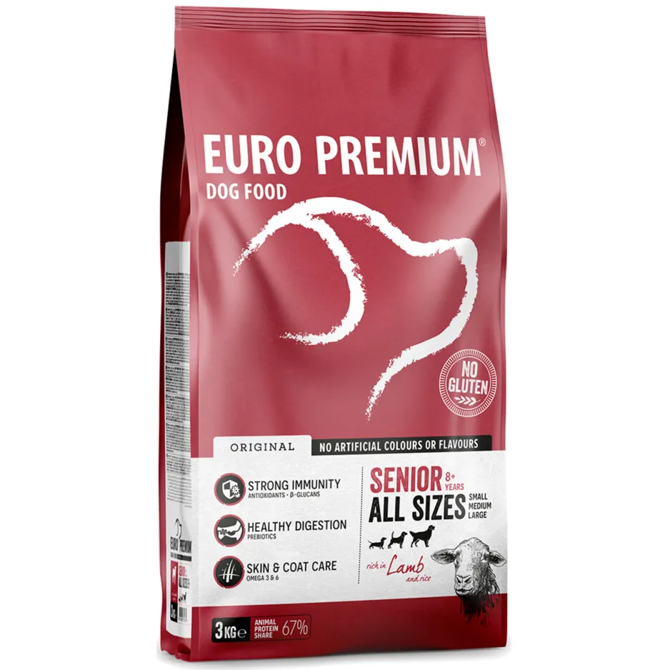 Euro Premium Senior 8+ lam & rijst hondenvoer 3 kg, foto 3