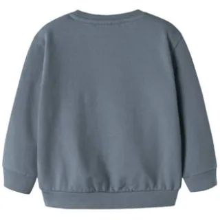 NAME IT MINI rechtvallende sweater met patches en print - grijsblauw, foto 3