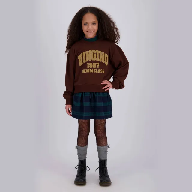 Vingino rechtvallende sweater met logo - donkerbruin