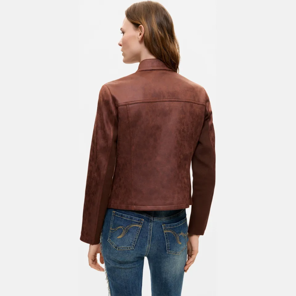 Desigual imitatieleren jas - bruin, foto 5
