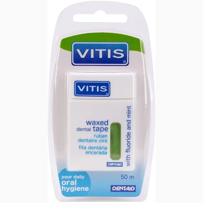 Vitis waxed dental tape met fluoride en mint, foto 3
