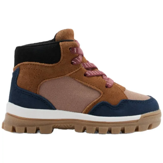 Mango Kids leren enkelboots met profielzool - bruin/donkerblauw