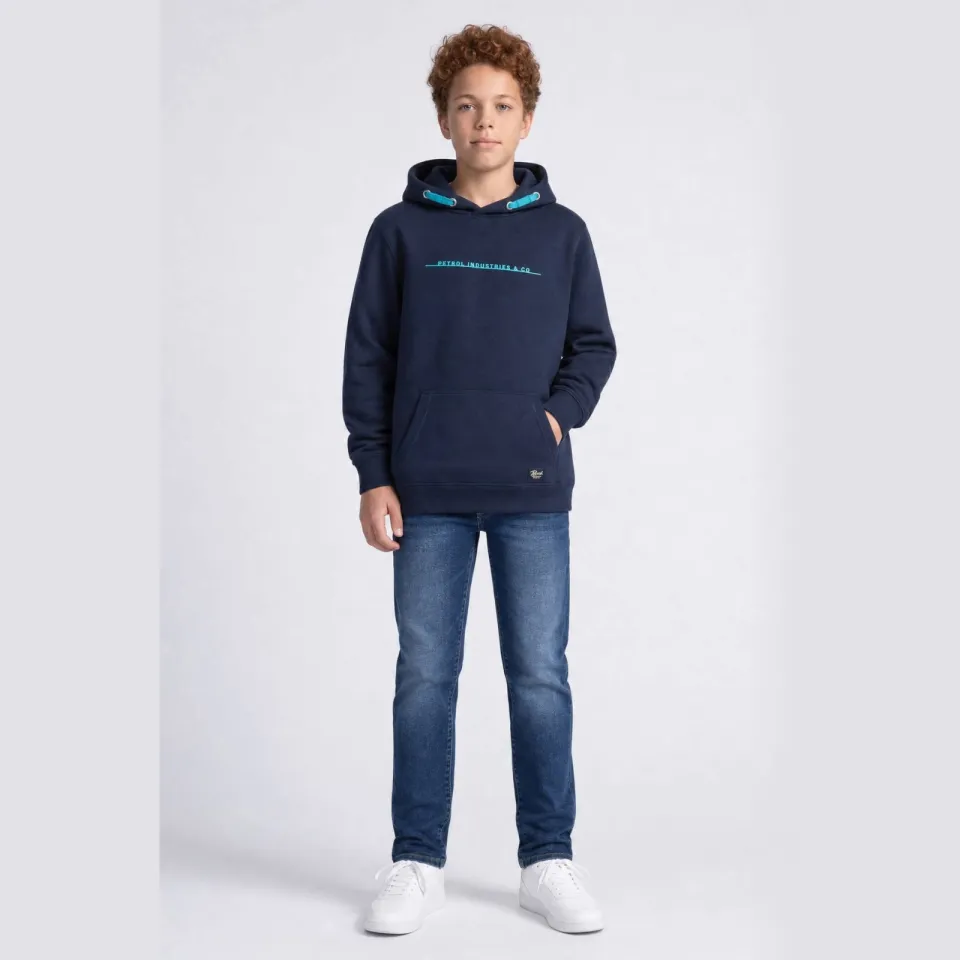 Petrol Industries rechtvallende hoodie met logo - donkerblauw, foto 2