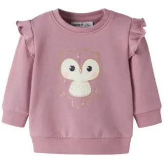 NAME IT BABY sweater met ruches en print - lila Paars Printopdruk