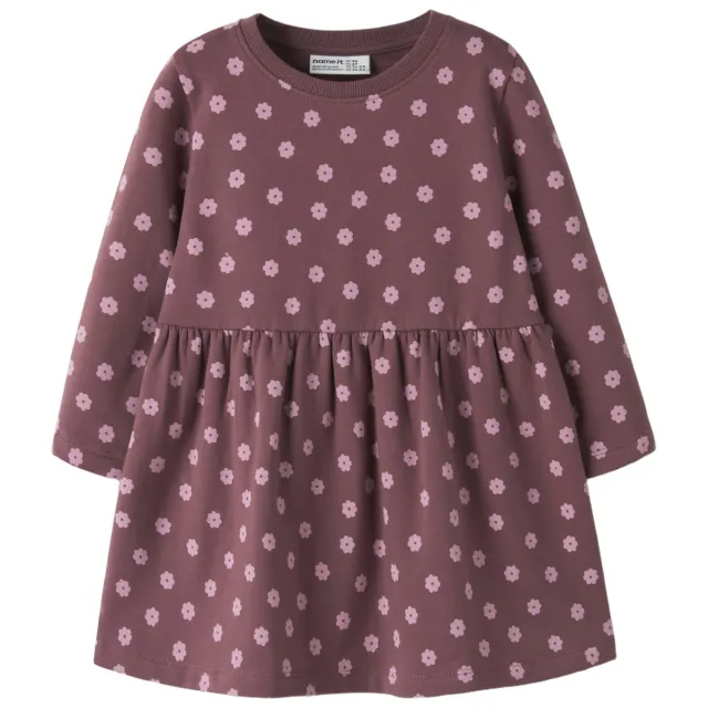 NAME IT MINI gebloemde sweatjurk donkerrood Donkerrood/roze