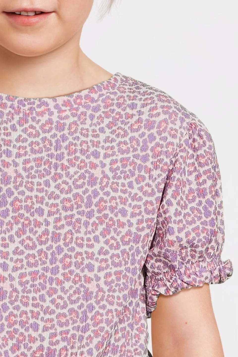 Anytime crinkle top met panterprint roze, foto 7