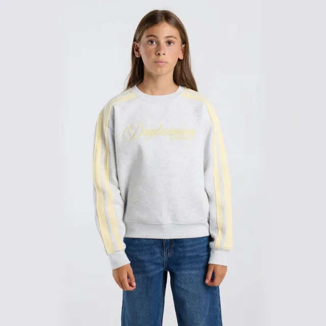 America Today sweater met tekst - grijs/geel