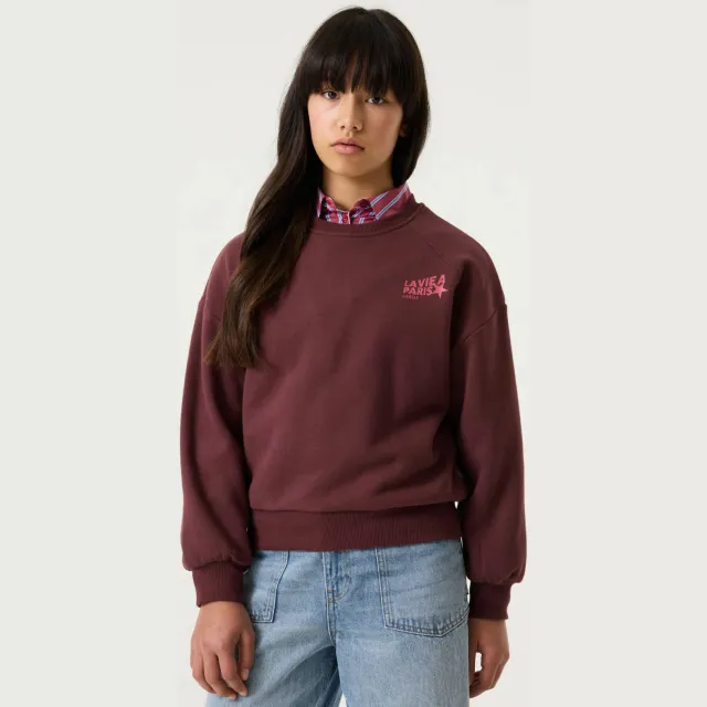 Garcia rechtvallende sweater met backprint - donkerrood