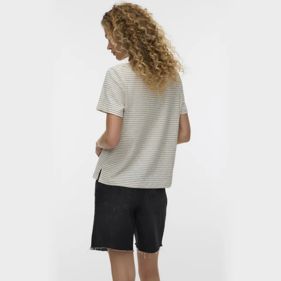 Vero Moda gestreept T-shirt met lurex ecru, foto 4