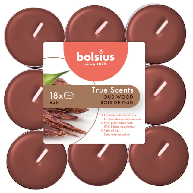 Bolsius True Scents oud wood geurtheelicht 18 stuks