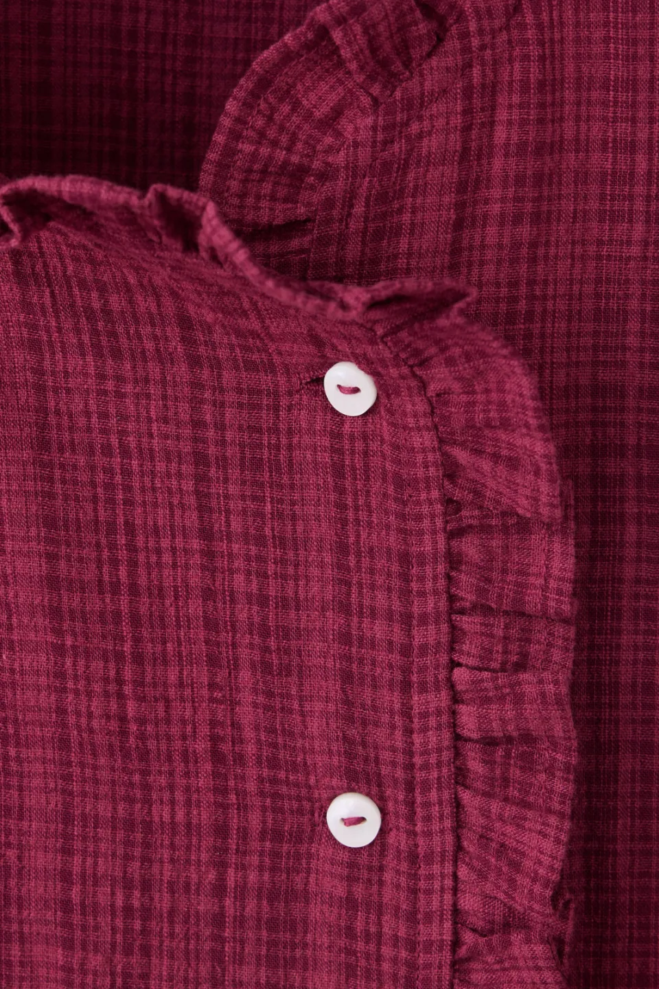 Mango geruite blouse met ruches donkerrood, foto 6