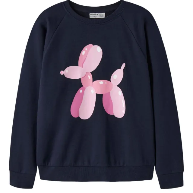 NAME IT KIDS junior rechtvallende sweater met print - donkerblauw