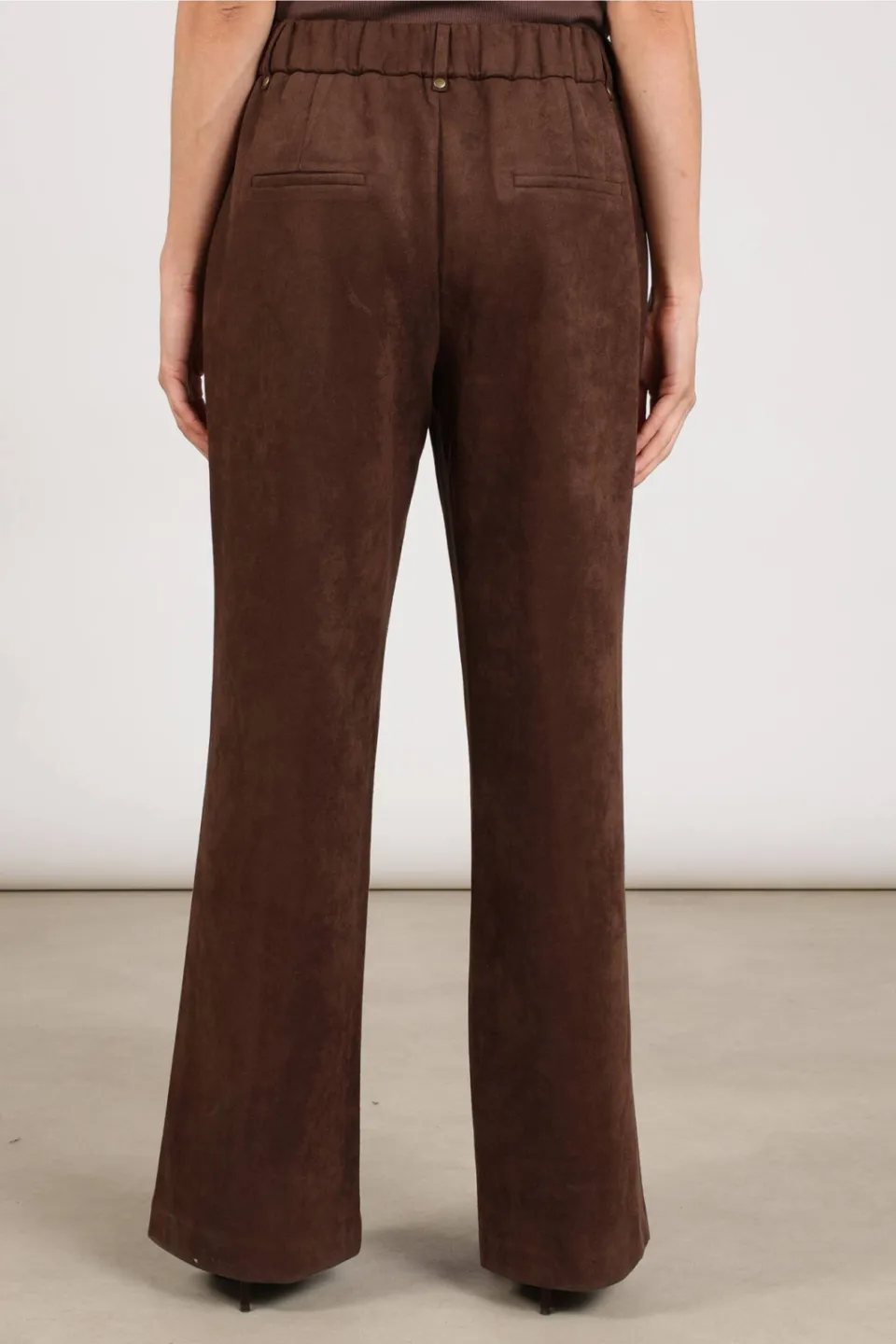 NUKUS suèdelook straight leg broek - donkerbruin, foto 7