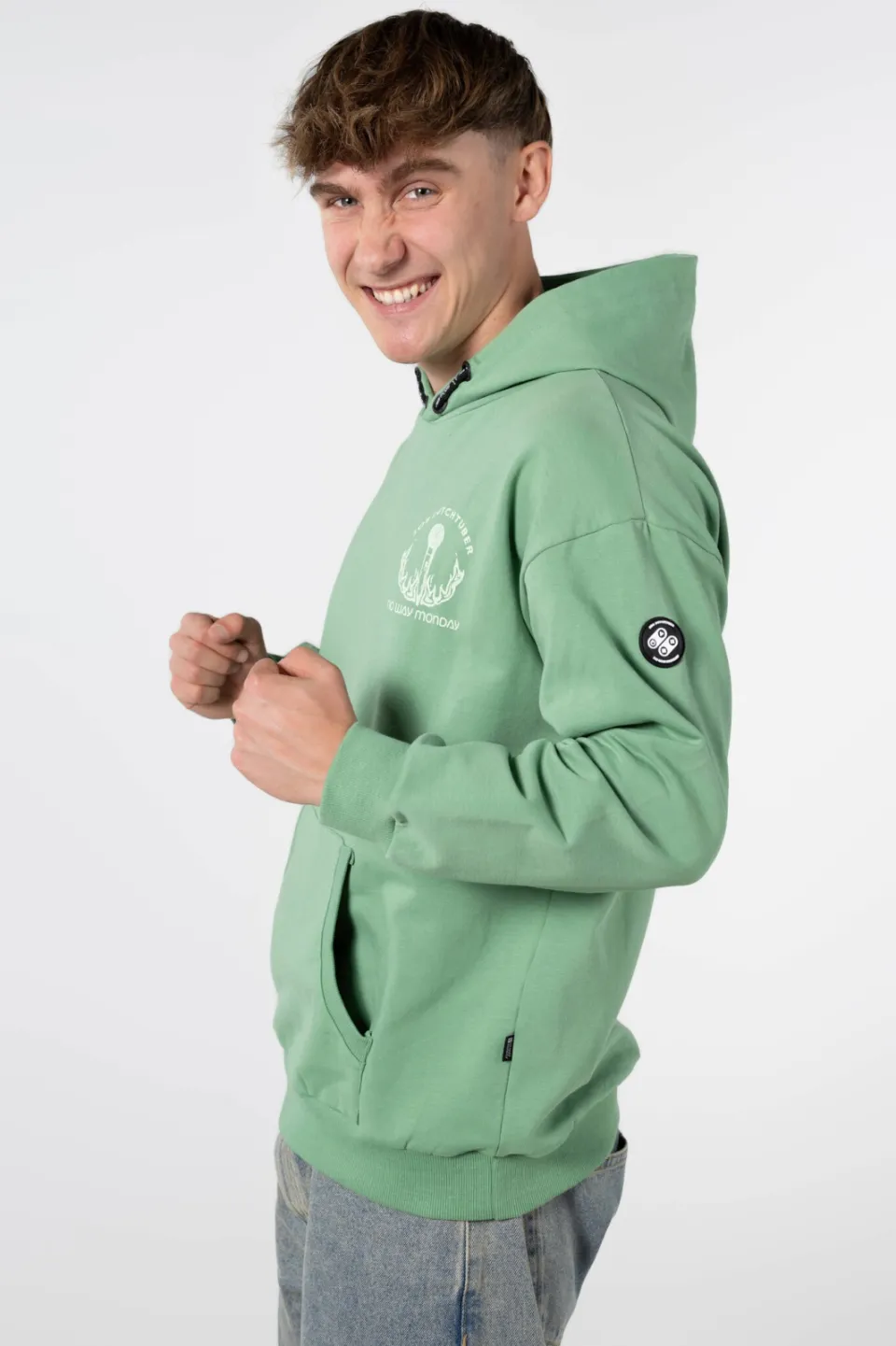 No Way Monday X Job Dutchtuber oversized hoodie met backprint - groen, foto 6