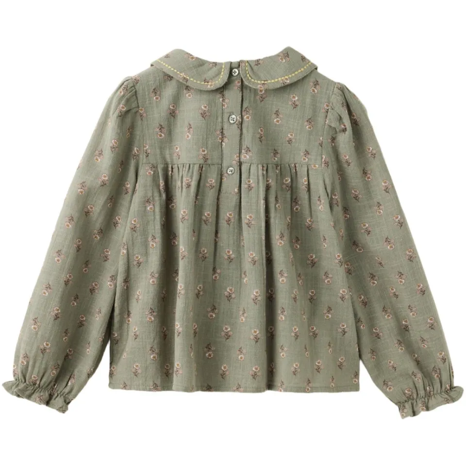 Mango Kids gebloemde blouse - olijfgroen, foto 3