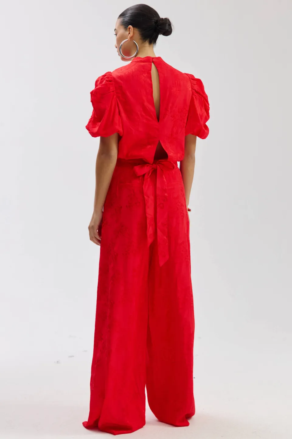 Harper & Yve wide leg high waist gebloemde broek rood, foto 2