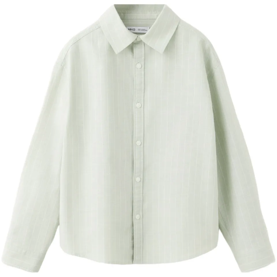 Mango Kids casual overhemd met krijtstreep - lichtgroen, foto 2