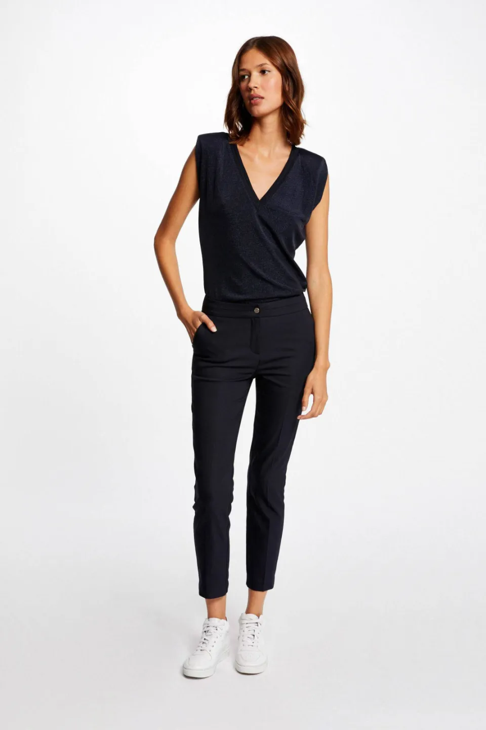 Morgan City cropped pantalon marineblauw