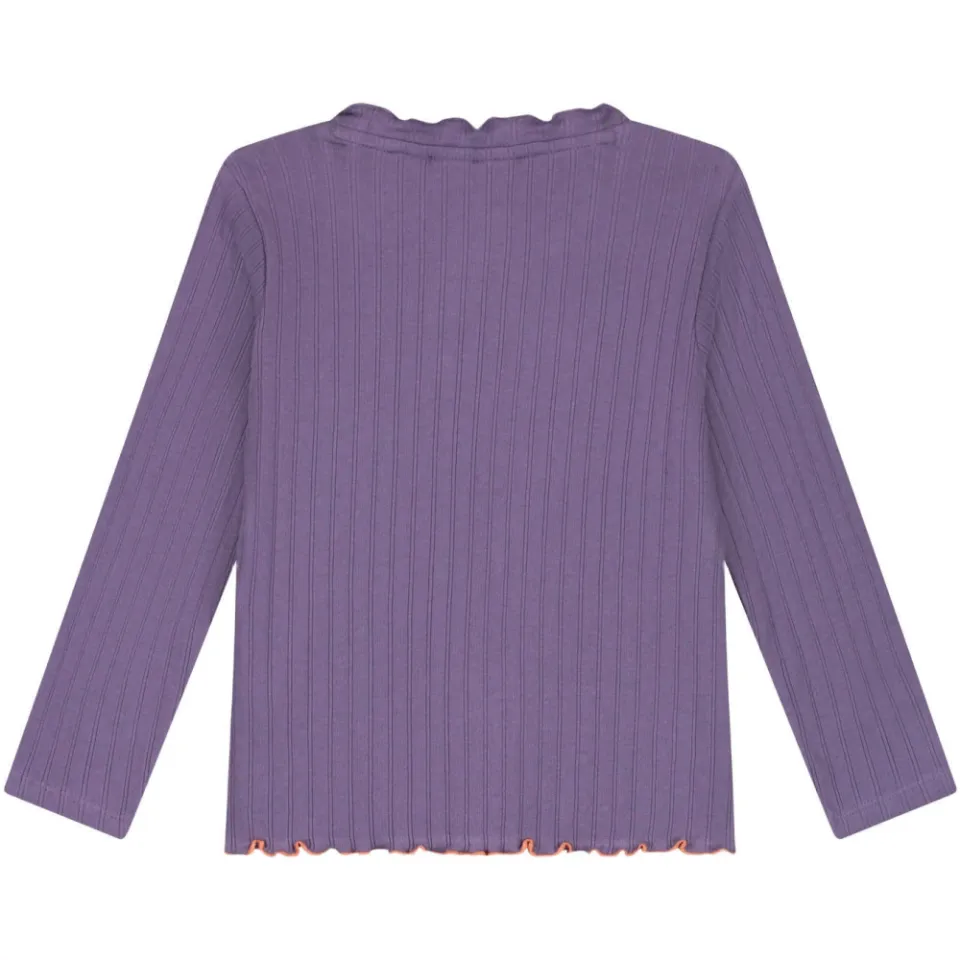 Stains&Stories longsleeve met ruches paars, foto 2