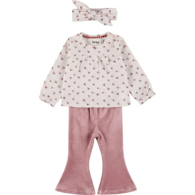 Dirkje longsleeve + broek + haarband met print - roze, foto 2