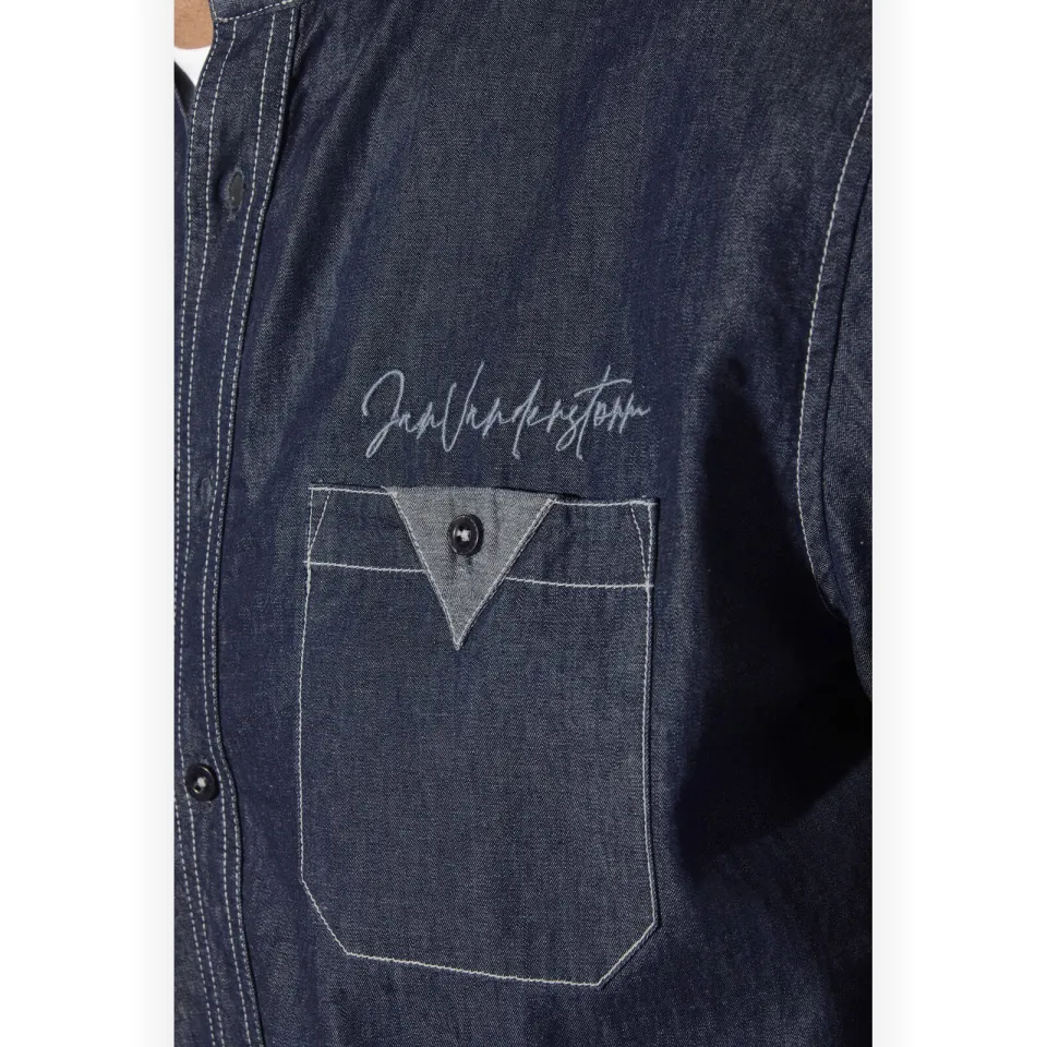 Jan Vanderstorm +FIT Collectie denim loose casual overhemd blauw, foto 6