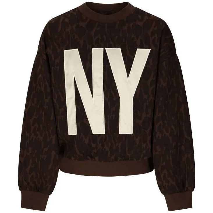 Retour Jeans oversized sweater met panterprint - donkerbruin, foto 2