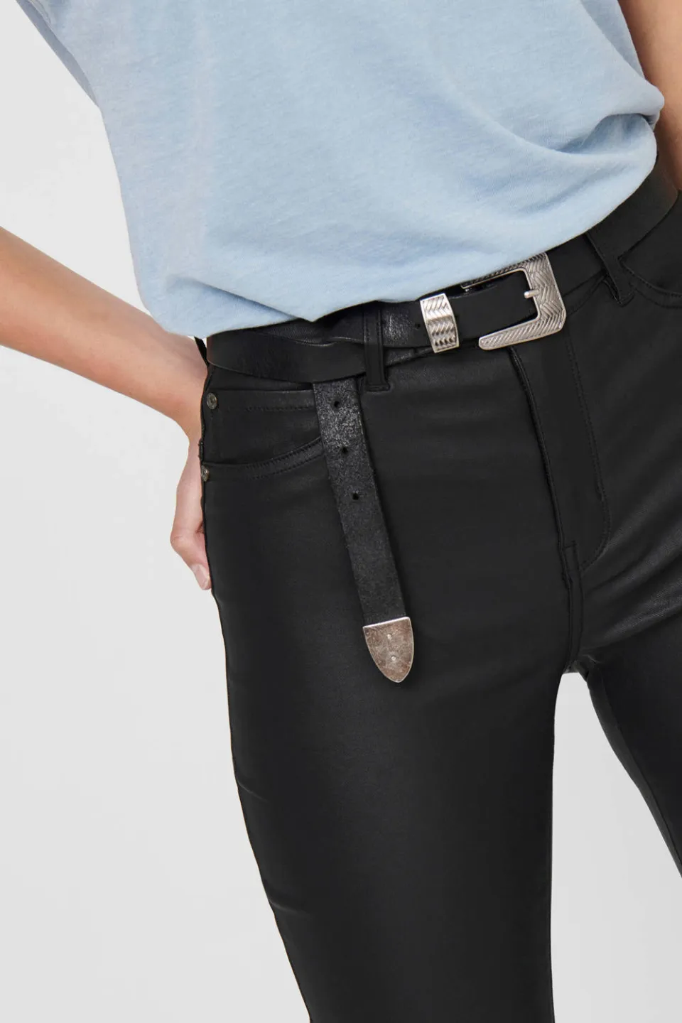 JDY JDYNEWTHUNDER coated skinny broek zwart, foto 6