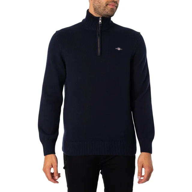 Gant Trui Gant Casual gebreid met halve rits Avondblauw