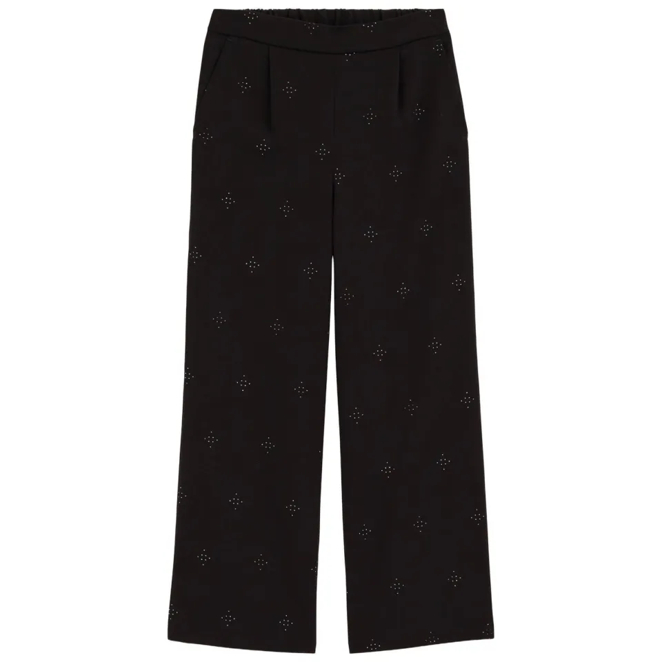 WE Fashion straight leg pantalon met print zwart, foto 2
