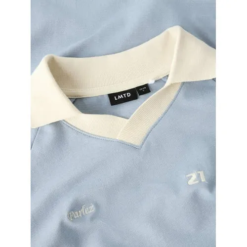 LMTD polo lichtblauw Jongens Katoen Polokraag Effen lichtblauw/offwhite, foto 3