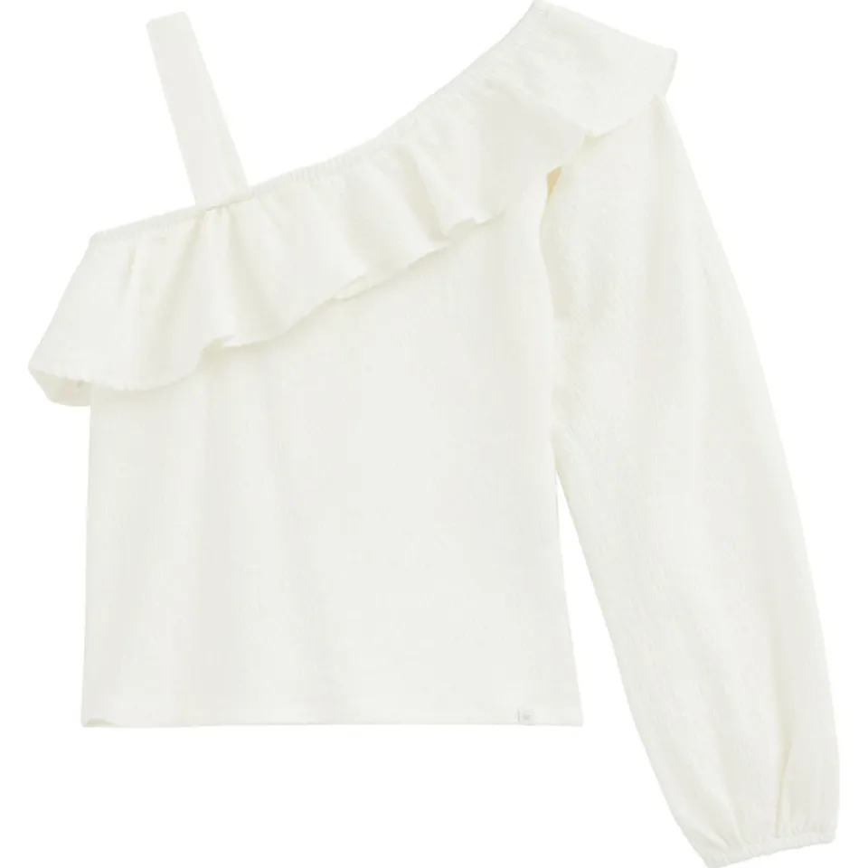 WE Fashion one shoulder top met ruches wit, foto 4