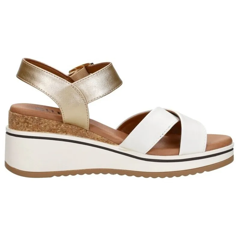 Sub55 sleehak sandalen wit goud Goudkleur