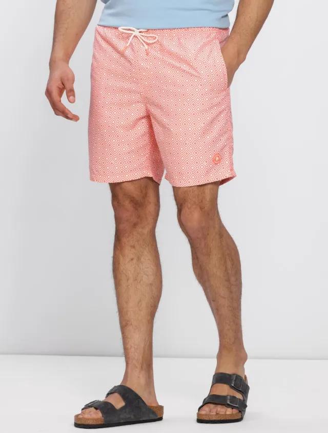 Shiwi Mike zwemshorts 7 inch geo square koraal Oranje