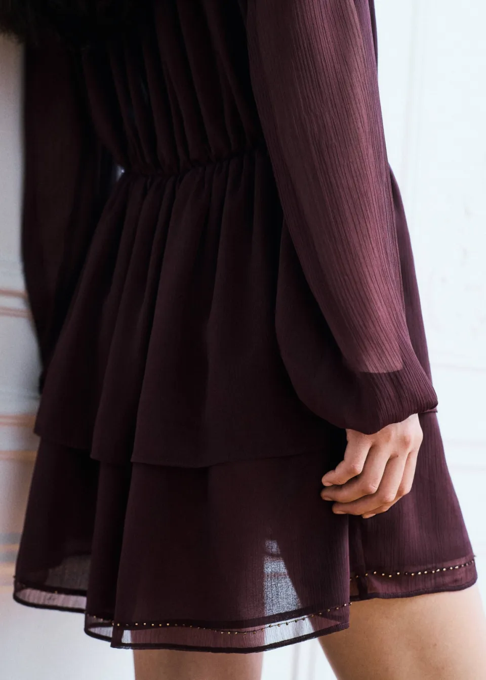 Mango TEEN midi blousejurk met borduursels - paars, foto 5