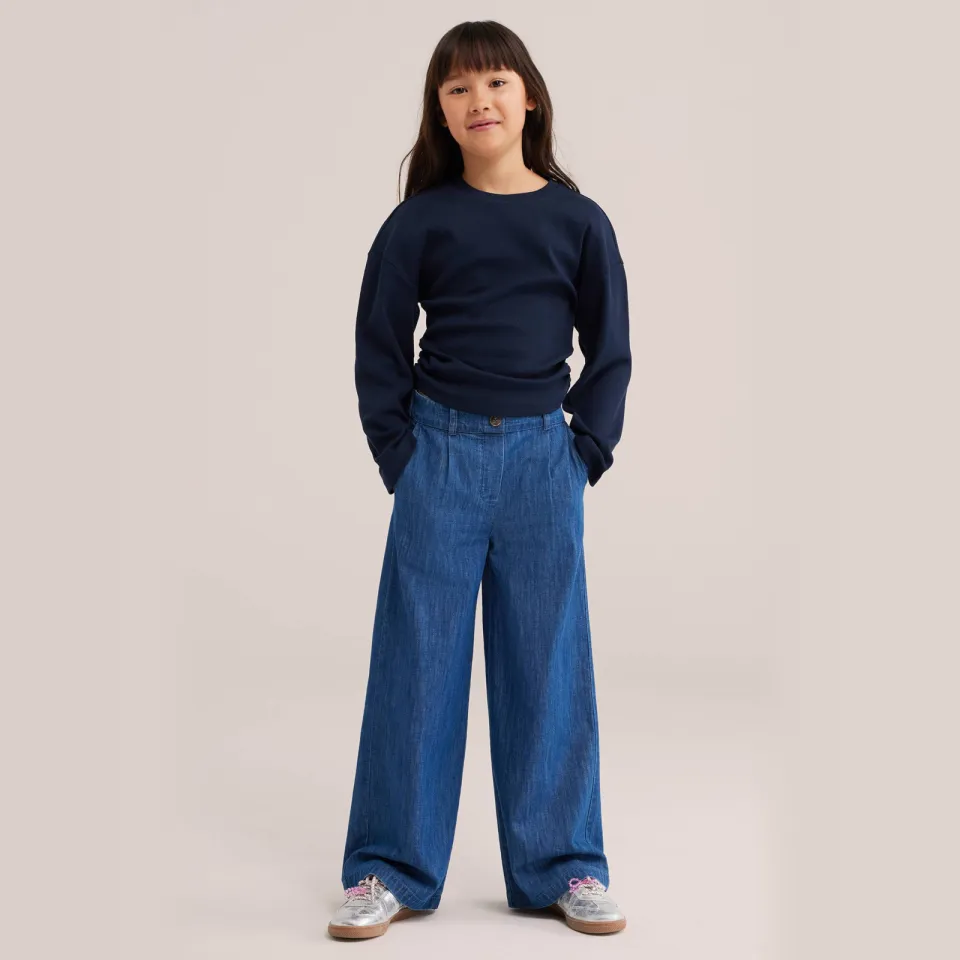 WE Fashion gebreide top marineblauw